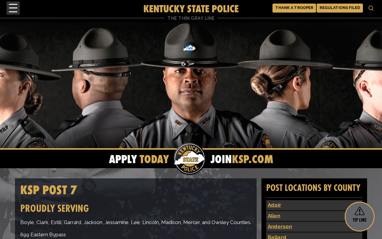 Lee County arrest history Kentucky State Police Post 7 page