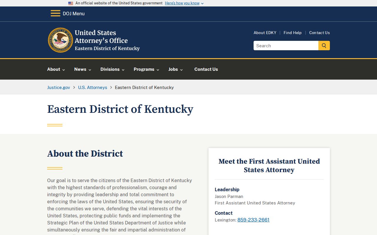 Beattyville criminal history United States Attorney Eastern District of Kentucky page