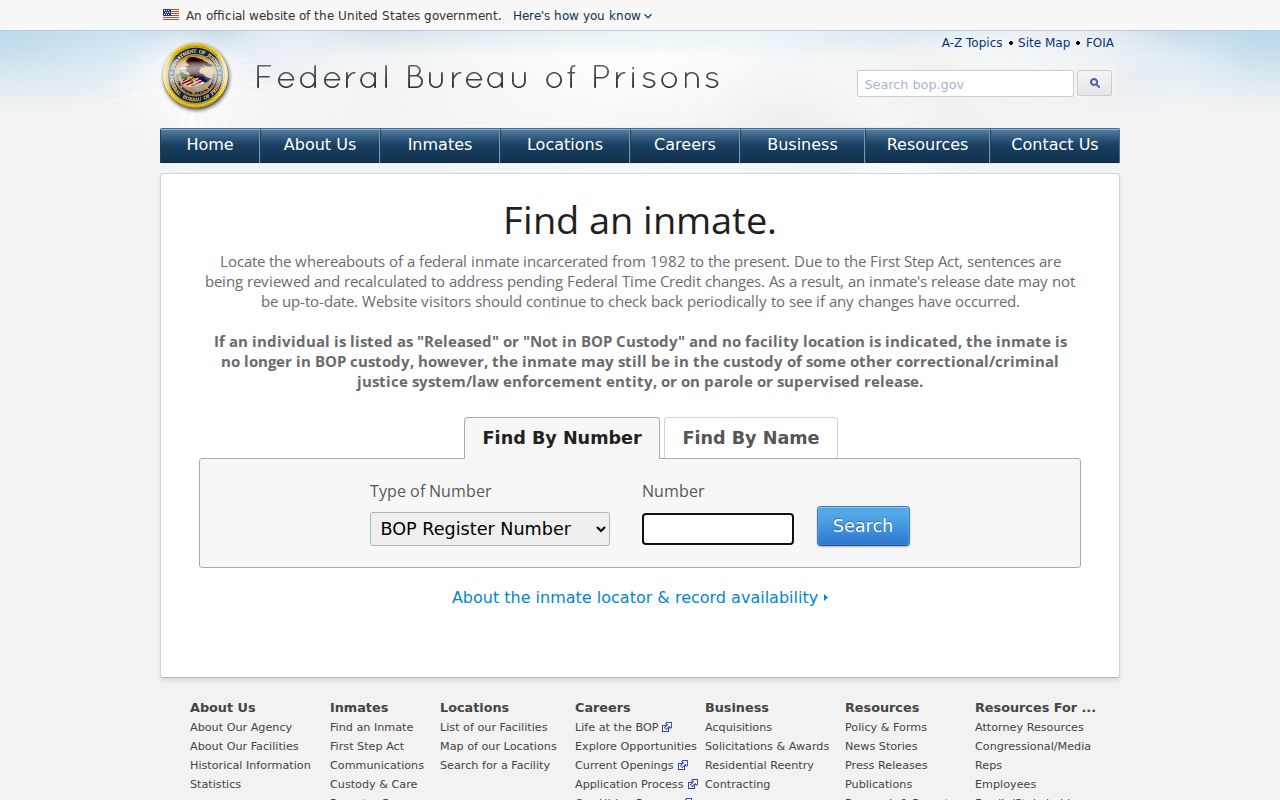 Lee County criminal history research using the federal inmate locator