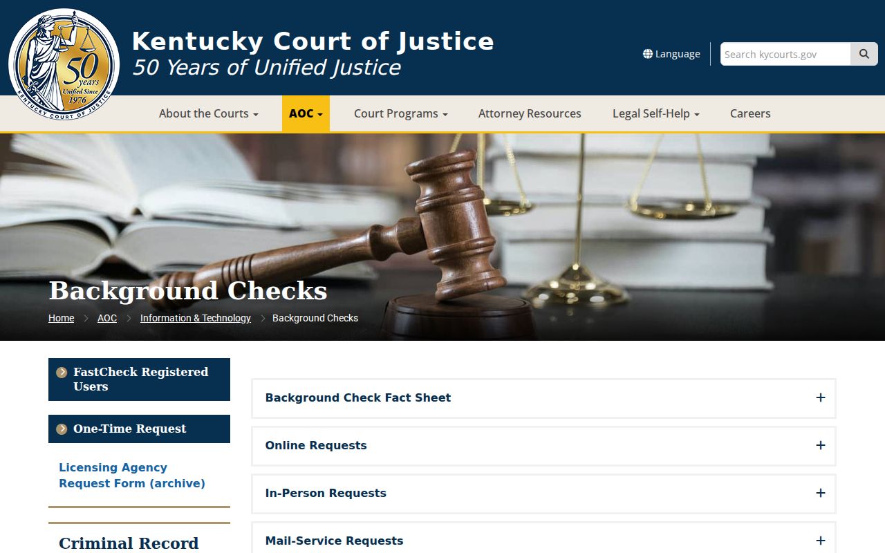 Lee County criminal court activity in the Kentucky AOC background-check system